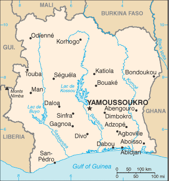 Côte d'Ivoire map